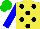 Silk - Yellow, black spots, blue sleeves, green cap