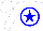 Silk - White, blue star, blue circle, white cap