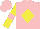 Silk - Pink, yellow diamond, pink band on yellow sleeves