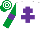 Silk - White, purple cross of lorraine, emerald green sleeves, purple armlet, emerald green & white hooped cap