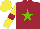 Silk - Maroon, light green star, yellow sleeves, maroon armlets, yellow cap