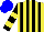 Silk - Yellow and black stripes, black sleeves, yellow hoops, blue cap