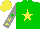 Silk - green, yellow star, yellow stars on sleeves, green star on yellow cap