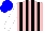 Silk - Pink and black stripes, white sleeves, blue cap