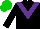 Silk - Black, purple chevron, green cap