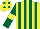 Silk - Yellow, dark green stripes, yellow armlets on dark green sleeves, dark green spots on yellow cap