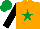 Silk - ORANGE, emerald green star, black sleeves, emerald green cap