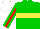 Silk - Green, yellow hoop, red stripe on green sleeves, white cap