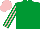 Silk - emerald green, pink sleeves, emerald green stripes, pink cap