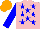 Silk - Pink, blue stars and sleeves, orange cap