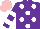 Silk - Purple, white spots, purple sleeves, white hoops, pink cap