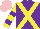 Silk - Purple, yellow crossbelts, yellow sleeves, purple hoops, pink cap