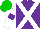 Silk - Purple, white crossbelts, white sleeves, purple armbands, green cap