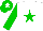 Silk - White body, green star, green arms, green cap, white star