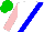 Silk - White, blue sash, pink sleeves, green cap