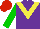 Silk - Purple, yellow chevron, green sleeves, red cap