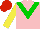 Silk - Pink, green chevron, yellow sleeves, red cap