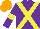 Silk - Purple, yellow crossbelts and armbands, orange cap