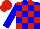 Silk - Blue and red blocks, blue sleeves, red cap