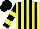 Silk - Yellow and black stripes, black sleeves, yellow hoops, black cap