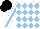 Silk - White, light blue diamonds, light blue stripe on white sleeves, black cap