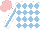 Silk - White, light blue diamonds, light blue stripe on white sleeves, pink cap