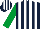 Silk - Dark blue & white stripes, emerald green sleeves, dark blue & white striped cap