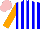 Silk - Blue and white stripes, orange sleeves, pink cap