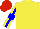 Silk - Yellow, blue band, blue stripe on yellow sleeves, red cap