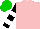 Silk - Pink, white hoops on black sleeves, green cap