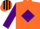 Silk - Orange, Purple diamond and sleeves, Black and Orange striped cap