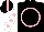 Silk - Black, pink circle, white sleeves, pink dots, black cap, pink stripe