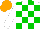 Silk - White and green checks, orange cap