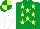 Silk - Emerald green, yellow stars, white sleeves, emerald green and yellow quartered cap