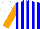 Silk - Blue and white stripes, orange sleeves, white cap