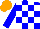 Silk - Blue and white checks, blue sleeves, orange cap