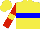 Silk - Yellow, blue belt, yellow band on red sleeves, red stripes on yellow cap