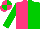 Silk - Hot pink and green halved, green sleeves, quartered cap