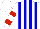 Silk - White and blue stripes, red bars on white sleeves