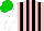 Silk - Pink and black stripes, white sleeves, green cap