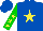 Silk - Royal blue, yellow star, yellow stars on green sleeves