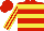 Silk - Red, yellow hoops, yellow stripes on sleeves