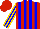 Silk - Red, blue stripes, blue and gold stripes on sleeves, red cap