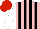 Silk - Pink and black stripes, white sleeves, red cap