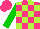 Silk - Hot pink and lime green blocks, green sleeves