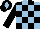 Silk - Light blue, black checked, black arms, black cap, light blue diamond