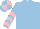 Silk - Light blue, pink chevrons on sleeves, quartered cap