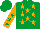 Silk - Emerald green, orange stars, orange sleeves, emerald green stars