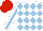 Silk - White, light blue diamonds, light blue stripe on white sleeves, red cap