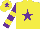 Silk - Yellow, purple star, purple sleeves, yellow hoops, yellow cap, purple star